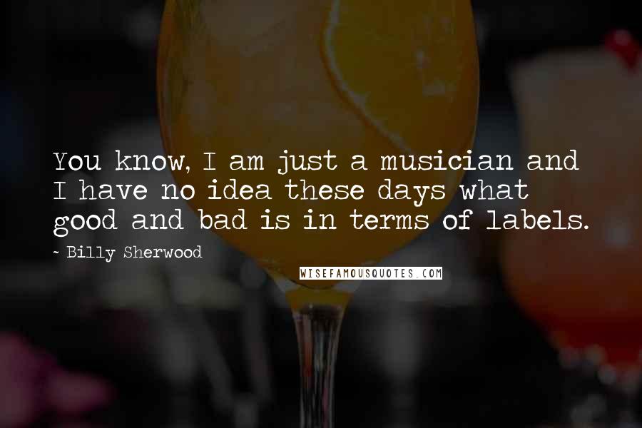 Billy Sherwood Quotes: You know, I am just a musician and I have no idea these days what good and bad is in terms of labels.