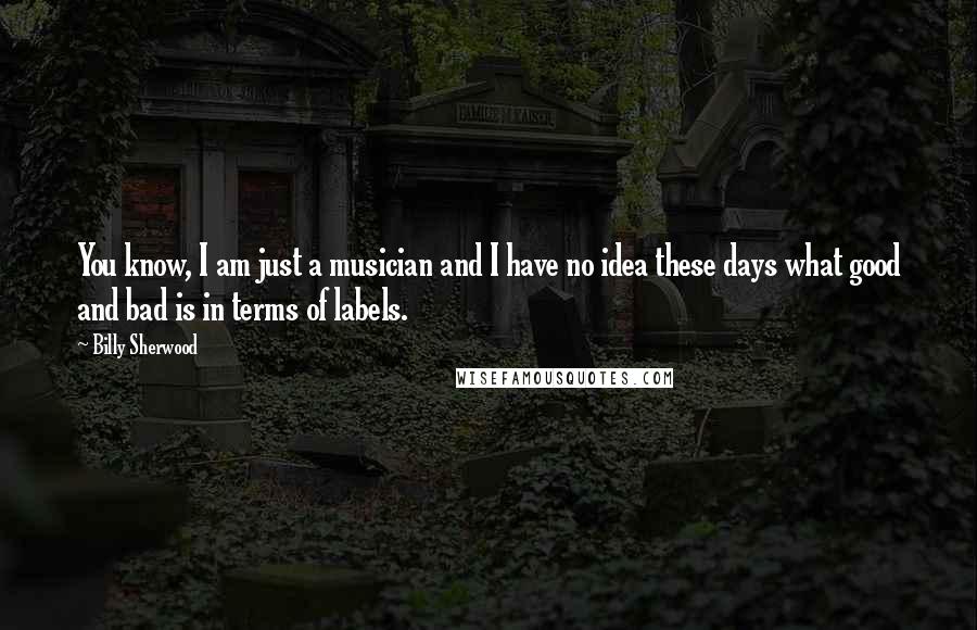 Billy Sherwood Quotes: You know, I am just a musician and I have no idea these days what good and bad is in terms of labels.