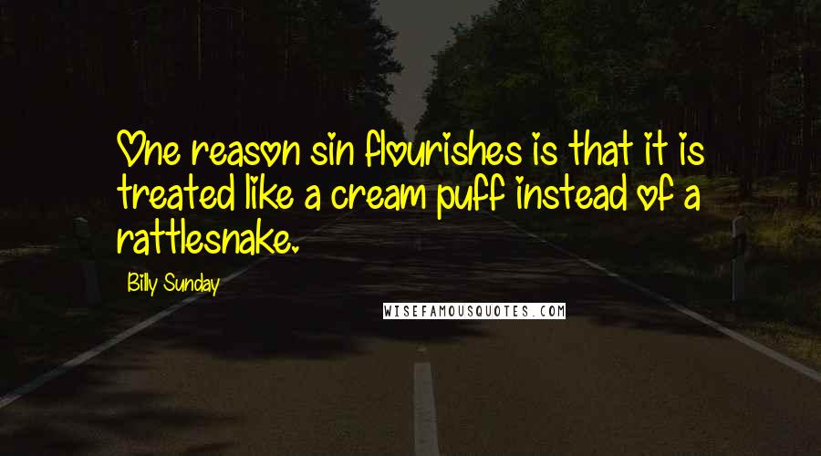 Billy Sunday Quotes: One reason sin flourishes is that it is treated like a cream puff instead of a rattlesnake.