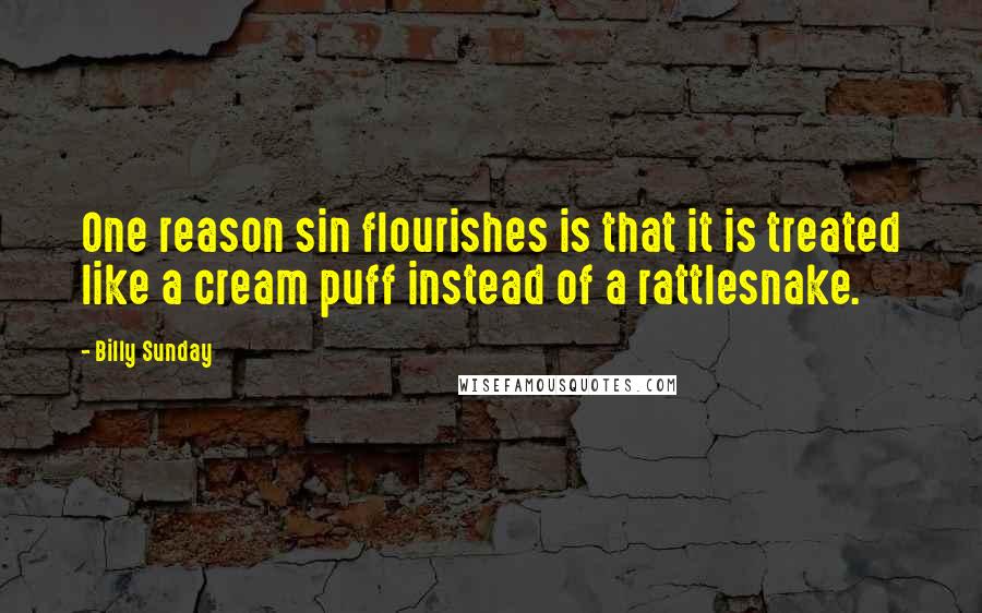 Billy Sunday Quotes: One reason sin flourishes is that it is treated like a cream puff instead of a rattlesnake.