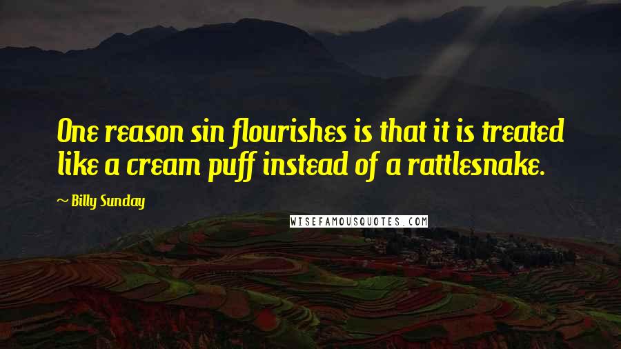 Billy Sunday Quotes: One reason sin flourishes is that it is treated like a cream puff instead of a rattlesnake.