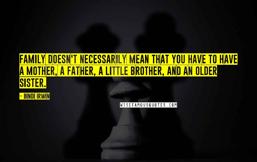 Bindi Irwin Quotes: Family doesn't necessarily mean that you have to have a mother, a father, a little brother, and an older sister.