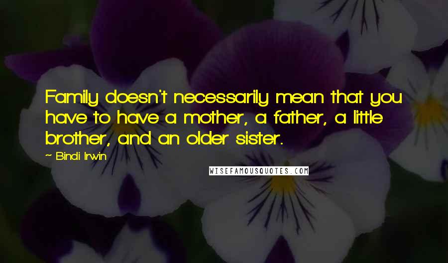 Bindi Irwin Quotes: Family doesn't necessarily mean that you have to have a mother, a father, a little brother, and an older sister.