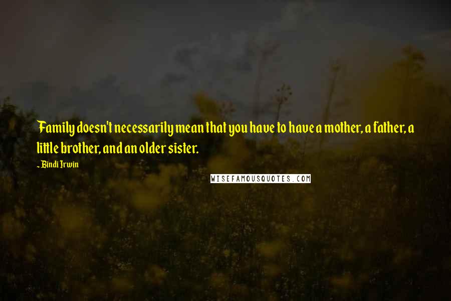 Bindi Irwin Quotes: Family doesn't necessarily mean that you have to have a mother, a father, a little brother, and an older sister.