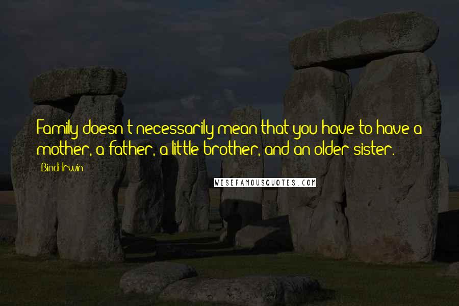 Bindi Irwin Quotes: Family doesn't necessarily mean that you have to have a mother, a father, a little brother, and an older sister.