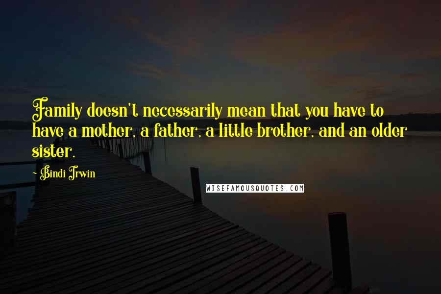 Bindi Irwin Quotes: Family doesn't necessarily mean that you have to have a mother, a father, a little brother, and an older sister.