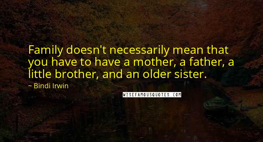 Bindi Irwin Quotes: Family doesn't necessarily mean that you have to have a mother, a father, a little brother, and an older sister.