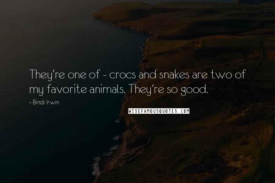 Bindi Irwin Quotes: They're one of - crocs and snakes are two of my favorite animals. They're so good.