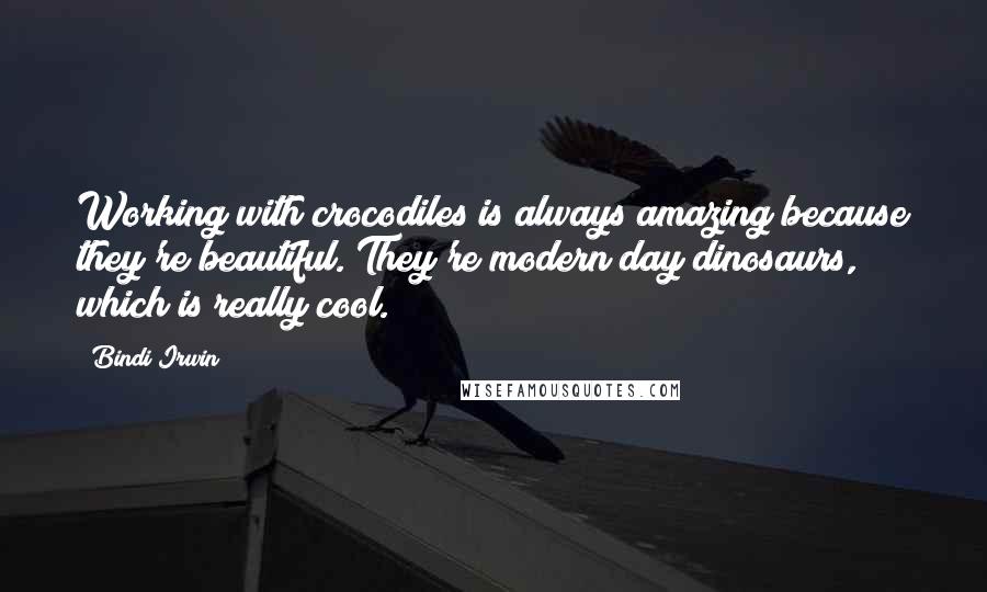 Bindi Irwin Quotes: Working with crocodiles is always amazing because they're beautiful. They're modern day dinosaurs, which is really cool.