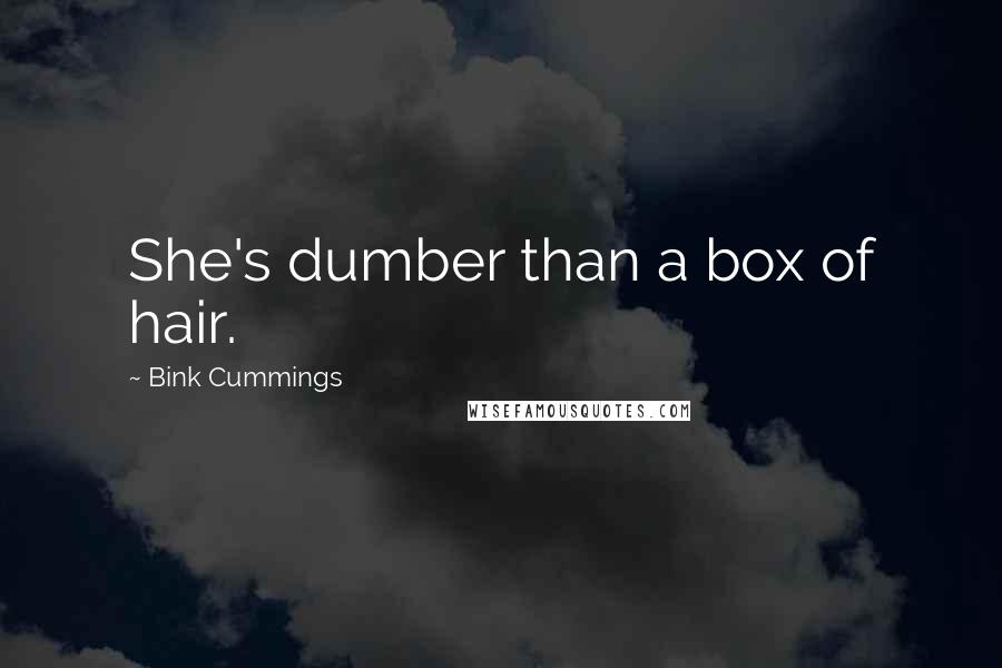 Bink Cummings Quotes: She's dumber than a box of hair.