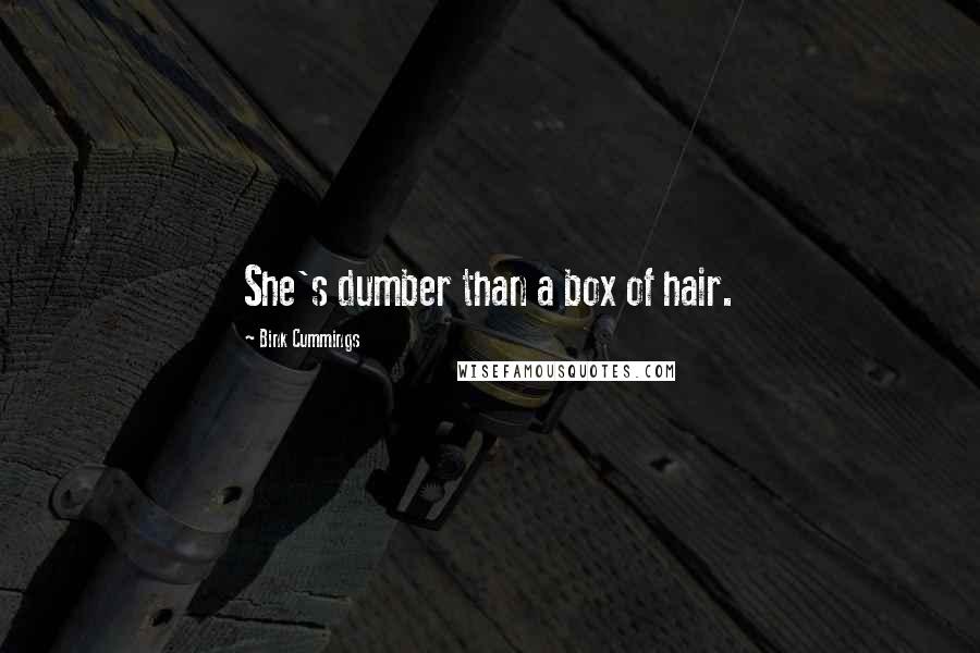 Bink Cummings Quotes: She's dumber than a box of hair.