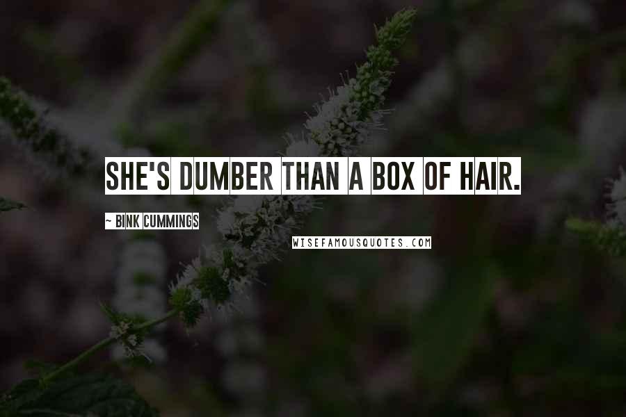 Bink Cummings Quotes: She's dumber than a box of hair.