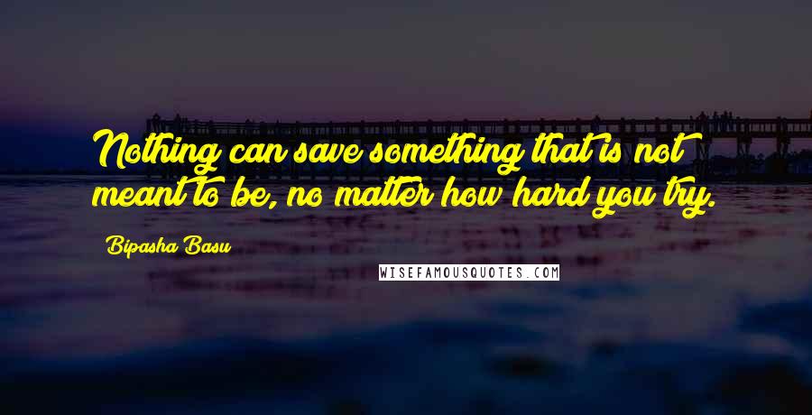 Bipasha Basu Quotes: Nothing can save something that is not meant to be, no matter how hard you try.