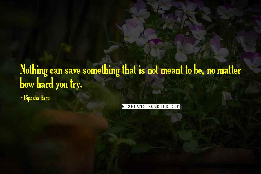 Bipasha Basu Quotes: Nothing can save something that is not meant to be, no matter how hard you try.