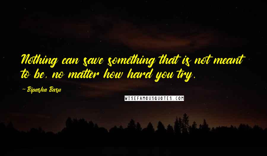 Bipasha Basu Quotes: Nothing can save something that is not meant to be, no matter how hard you try.