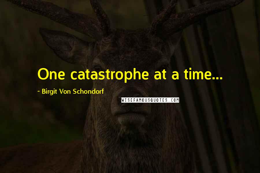 Birgit Von Schondorf Quotes: One catastrophe at a time...