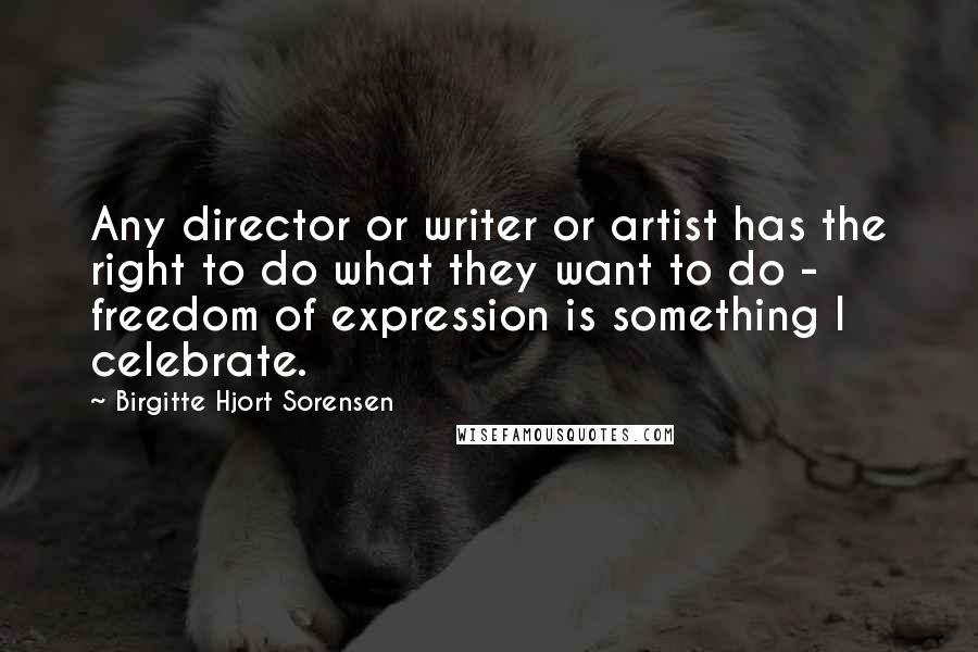 Birgitte Hjort Sorensen Quotes: Any director or writer or artist has the right to do what they want to do - freedom of expression is something I celebrate.