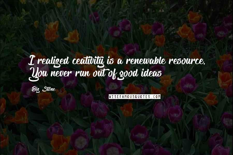 Biz Stone Quotes: I realized ceativity is a renewable resource. You never run out of good ideas