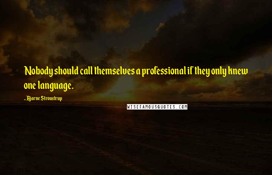 Bjarne Stroustrup Quotes: Nobody should call themselves a professional if they only knew one language.