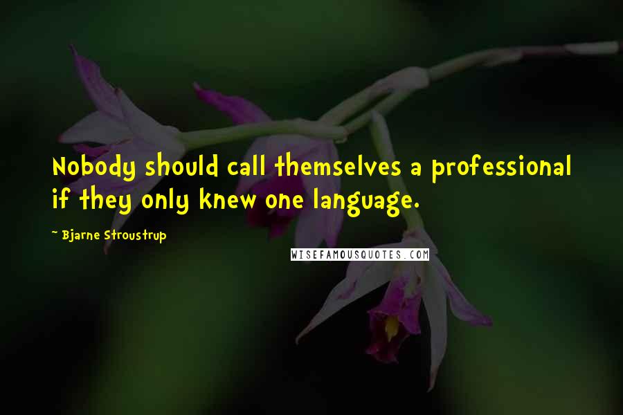 Bjarne Stroustrup Quotes: Nobody should call themselves a professional if they only knew one language.