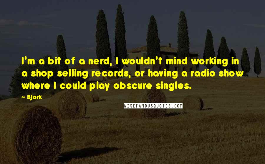 Bjork Quotes: I'm a bit of a nerd, I wouldn't mind working in a shop selling records, or having a radio show where I could play obscure singles.