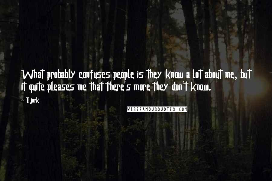 Bjork Quotes: What probably confuses people is they know a lot about me, but it quite pleases me that there's more they don't know.