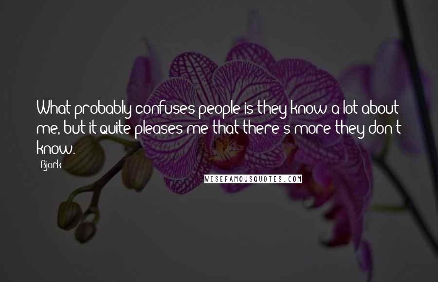 Bjork Quotes: What probably confuses people is they know a lot about me, but it quite pleases me that there's more they don't know.
