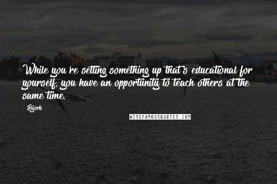 Bjork Quotes: While you're setting something up that's educational for yourself, you have an opportunity to teach others at the same time.