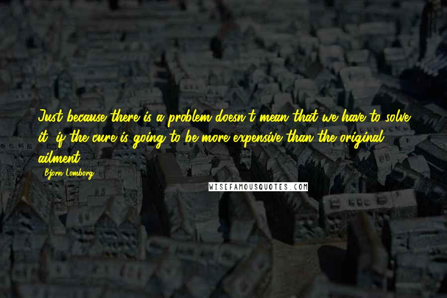 Bjorn Lomborg Quotes: Just because there is a problem doesn't mean that we have to solve it, if the cure is going to be more expensive than the original ailment.