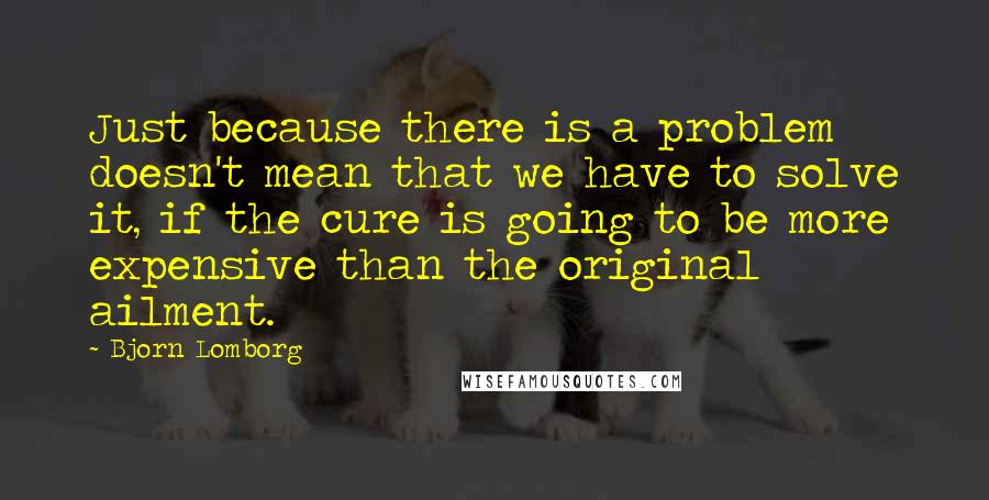 Bjorn Lomborg Quotes: Just because there is a problem doesn't mean that we have to solve it, if the cure is going to be more expensive than the original ailment.