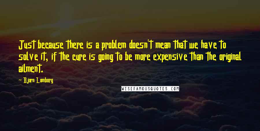 Bjorn Lomborg Quotes: Just because there is a problem doesn't mean that we have to solve it, if the cure is going to be more expensive than the original ailment.