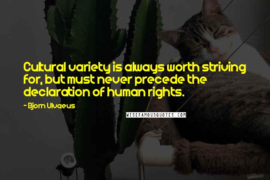 Bjorn Ulvaeus Quotes: Cultural variety is always worth striving for, but must never precede the declaration of human rights.