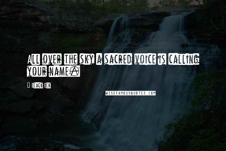 Black Elk Quotes: All over the sky a sacred voice is calling your name.