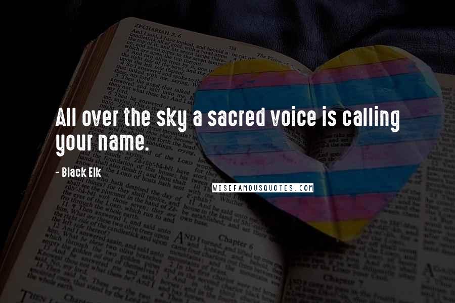 Black Elk Quotes: All over the sky a sacred voice is calling your name.