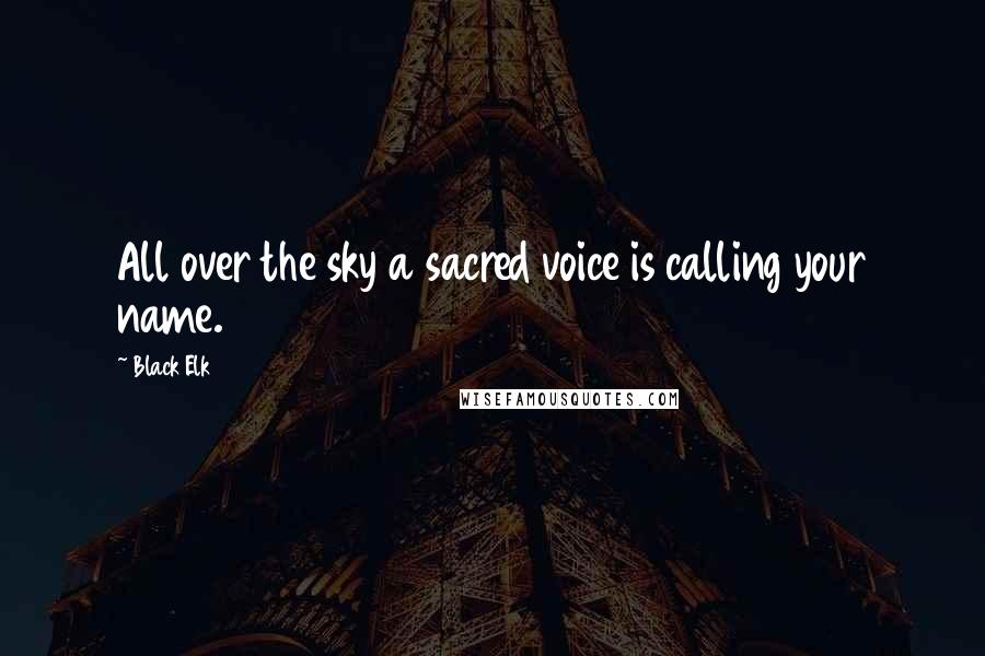 Black Elk Quotes: All over the sky a sacred voice is calling your name.
