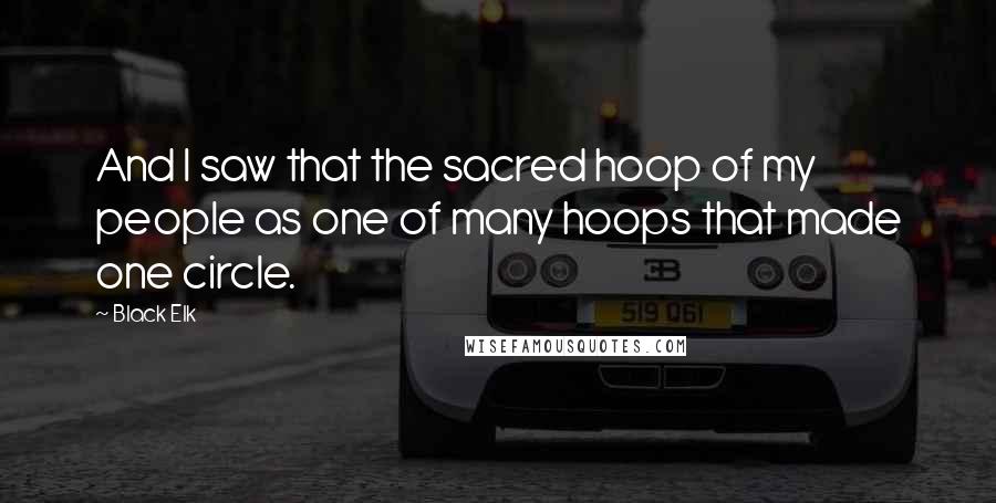 Black Elk Quotes: And I saw that the sacred hoop of my people as one of many hoops that made one circle.