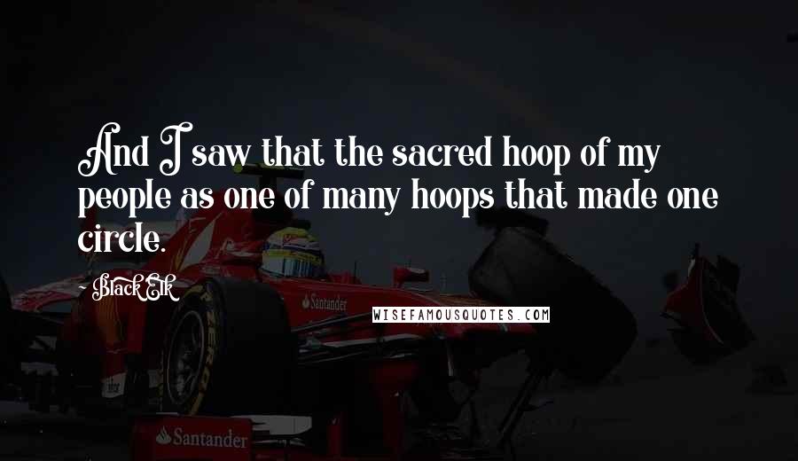 Black Elk Quotes: And I saw that the sacred hoop of my people as one of many hoops that made one circle.