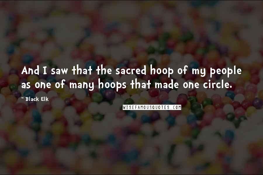 Black Elk Quotes: And I saw that the sacred hoop of my people as one of many hoops that made one circle.