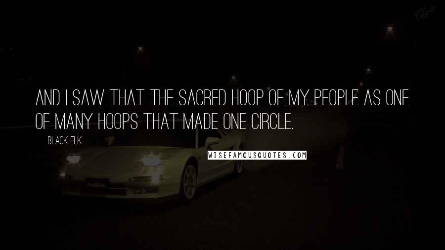 Black Elk Quotes: And I saw that the sacred hoop of my people as one of many hoops that made one circle.