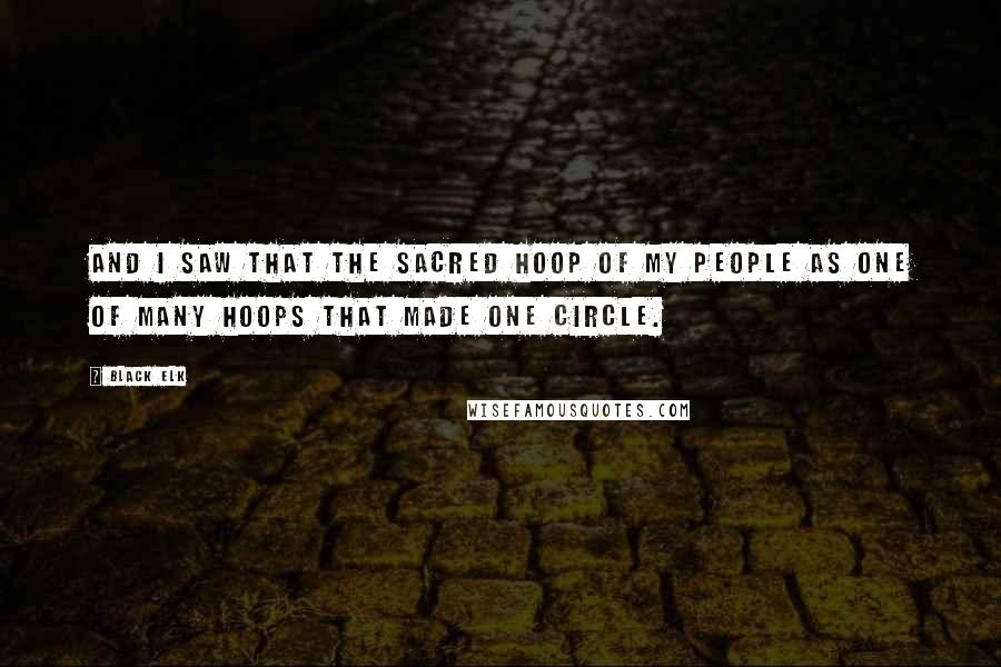 Black Elk Quotes: And I saw that the sacred hoop of my people as one of many hoops that made one circle.