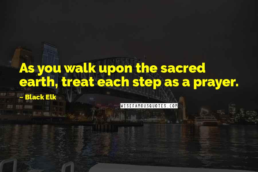 Black Elk Quotes: As you walk upon the sacred earth, treat each step as a prayer.