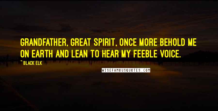 Black Elk Quotes: Grandfather, Great Spirit, once more behold me on earth and lean to hear my feeble voice.