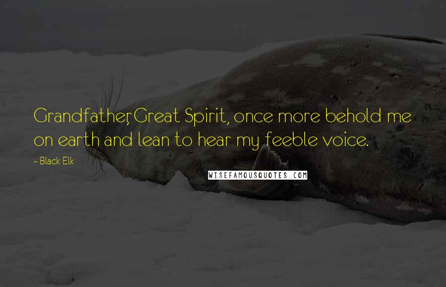 Black Elk Quotes: Grandfather, Great Spirit, once more behold me on earth and lean to hear my feeble voice.