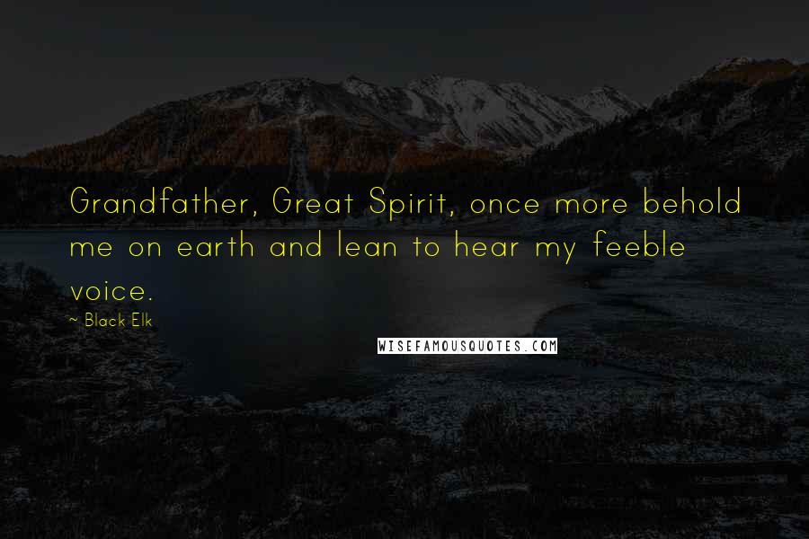 Black Elk Quotes: Grandfather, Great Spirit, once more behold me on earth and lean to hear my feeble voice.