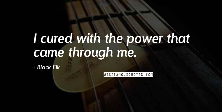 Black Elk Quotes: I cured with the power that came through me.