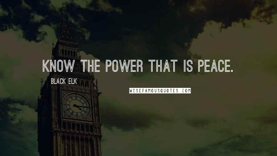 Black Elk Quotes: Know the Power that is Peace.