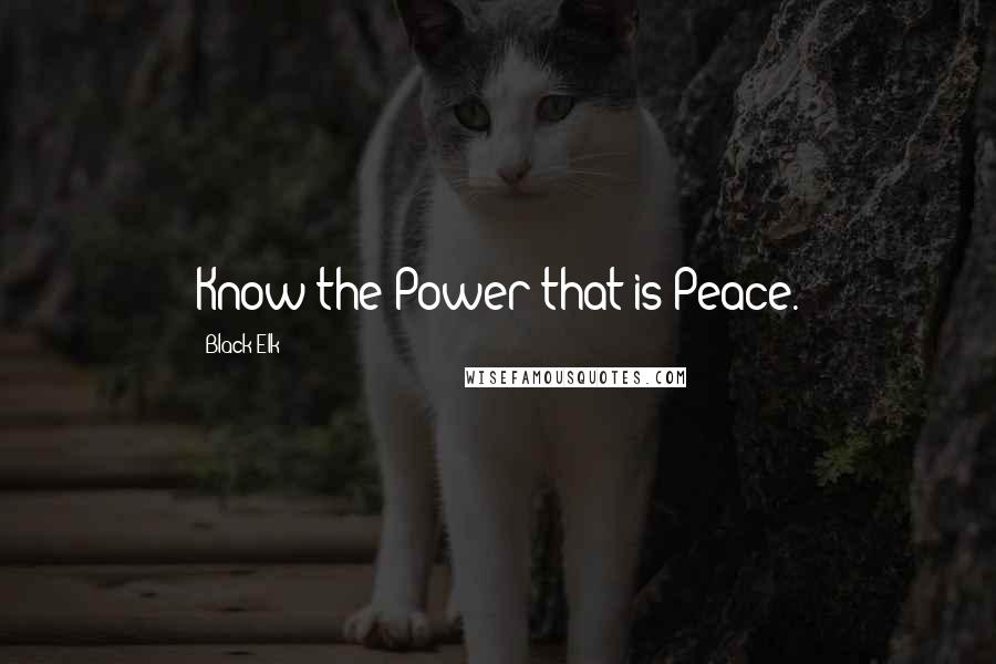 Black Elk Quotes: Know the Power that is Peace.