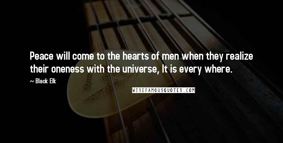 Black Elk Quotes: Peace will come to the hearts of men when they realize their oneness with the universe, It is every where.