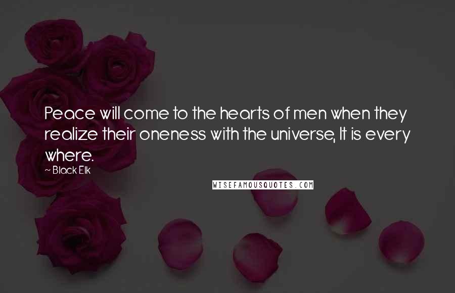 Black Elk Quotes: Peace will come to the hearts of men when they realize their oneness with the universe, It is every where.