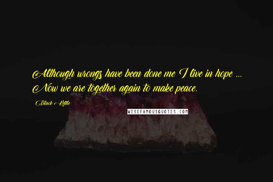 Black Kettle Quotes: Although wrongs have been done me I live in hope ... Now we are together again to make peace.